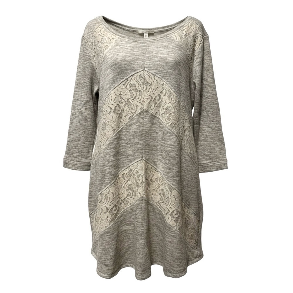 Maurices Gray & Cream Lace Knit Dress XL | Casual Comfortable Athleisure Boho
